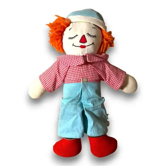 Vintage Reversible Raggedy Andy Awake Asleep Rag Doll 16 Inch Handmade Style - Picture 5 of 6